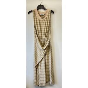 Free People Tan and Cream Striped Midi Dress